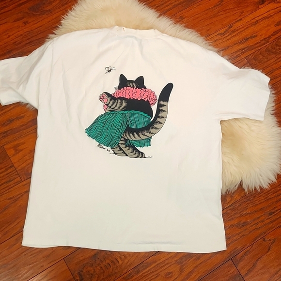 B.Kliban Hawaii White Graphic Crazy Shirt Cat Tshirt - Picture 2 of 8